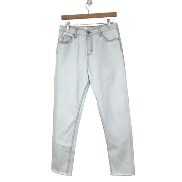 Sandro Paris Light Wash 5 Pocket High Rise Raw Hem Jeans Size 40 - Picture 1 of 10